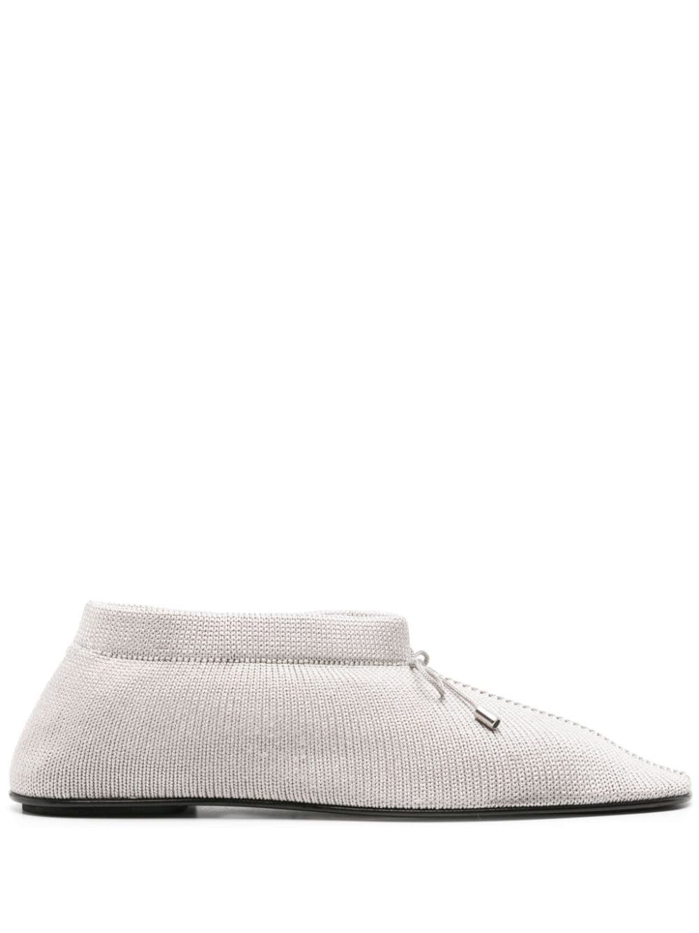 bow-detail knitted ballerina shoes - 1