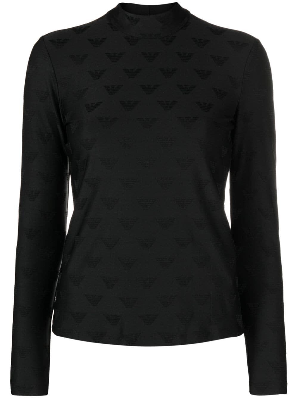 logo-jacquard high-neck T-shirt - 1