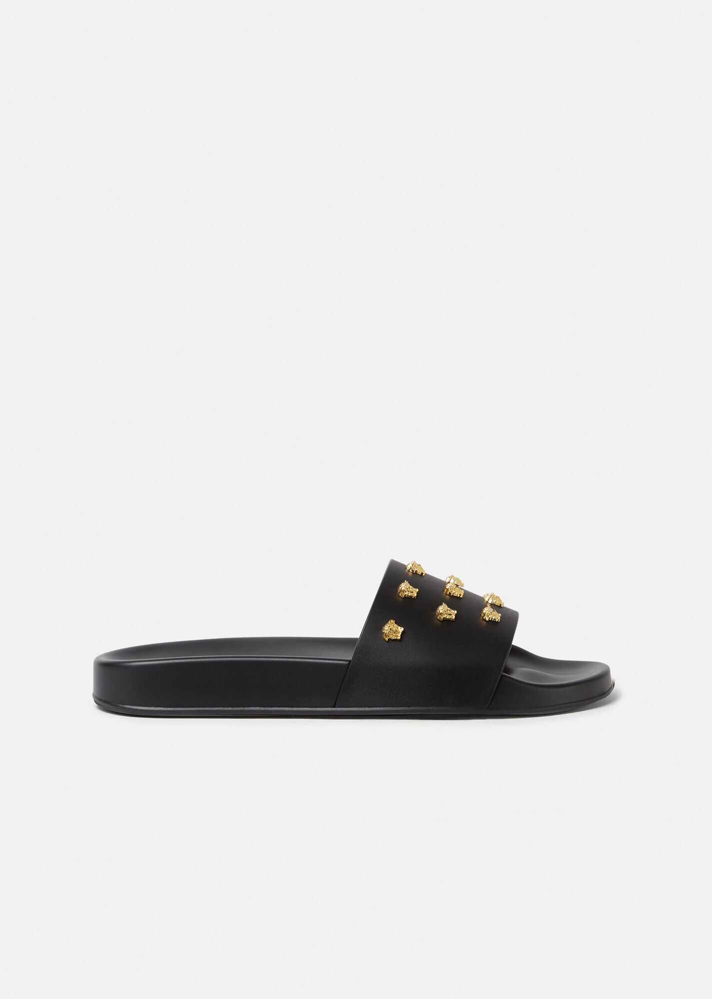 Medusa Stud Leather Slides - 1