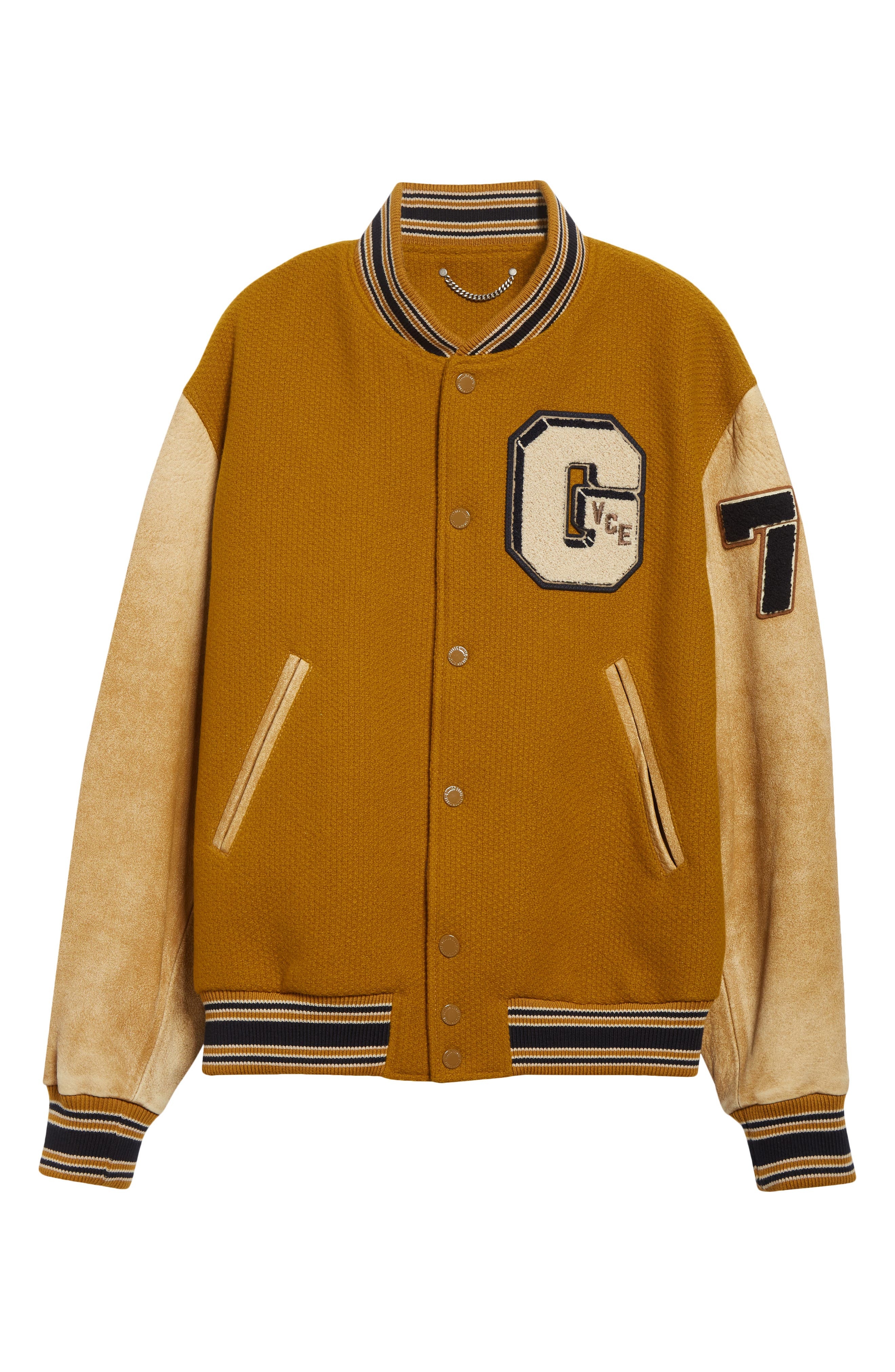 Golden Goose Journey Mixed Media Varsity Bomber Jacket in Wood Thrush at Nordstrom - 7