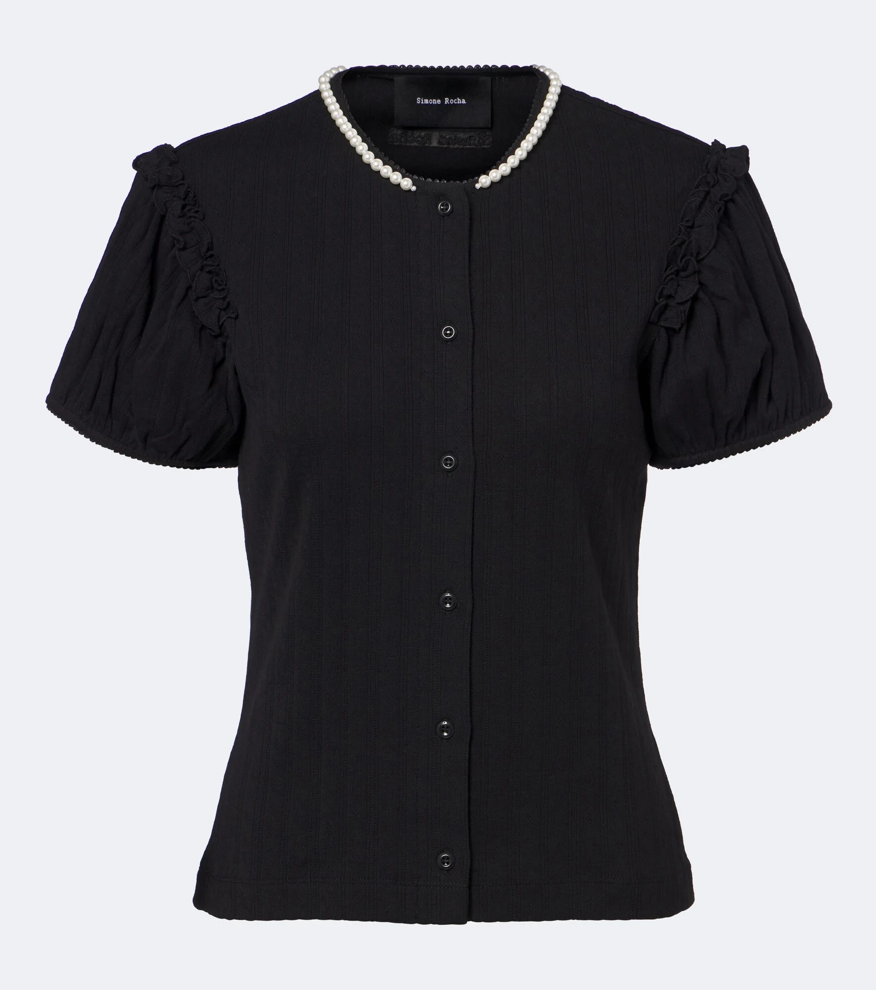 Embellished pointelle cotton cardigan - 1