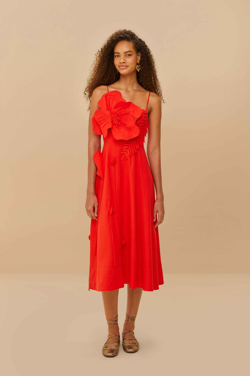 FARM RIO Red Garden Lenzing™ Ecovero™ Euroflax™ Midi Dress outlook