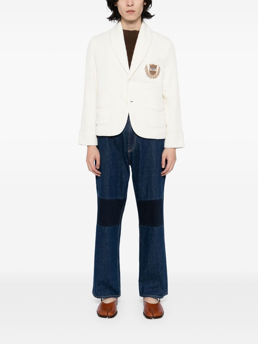 embroidered logo-appliqué blazer - 2