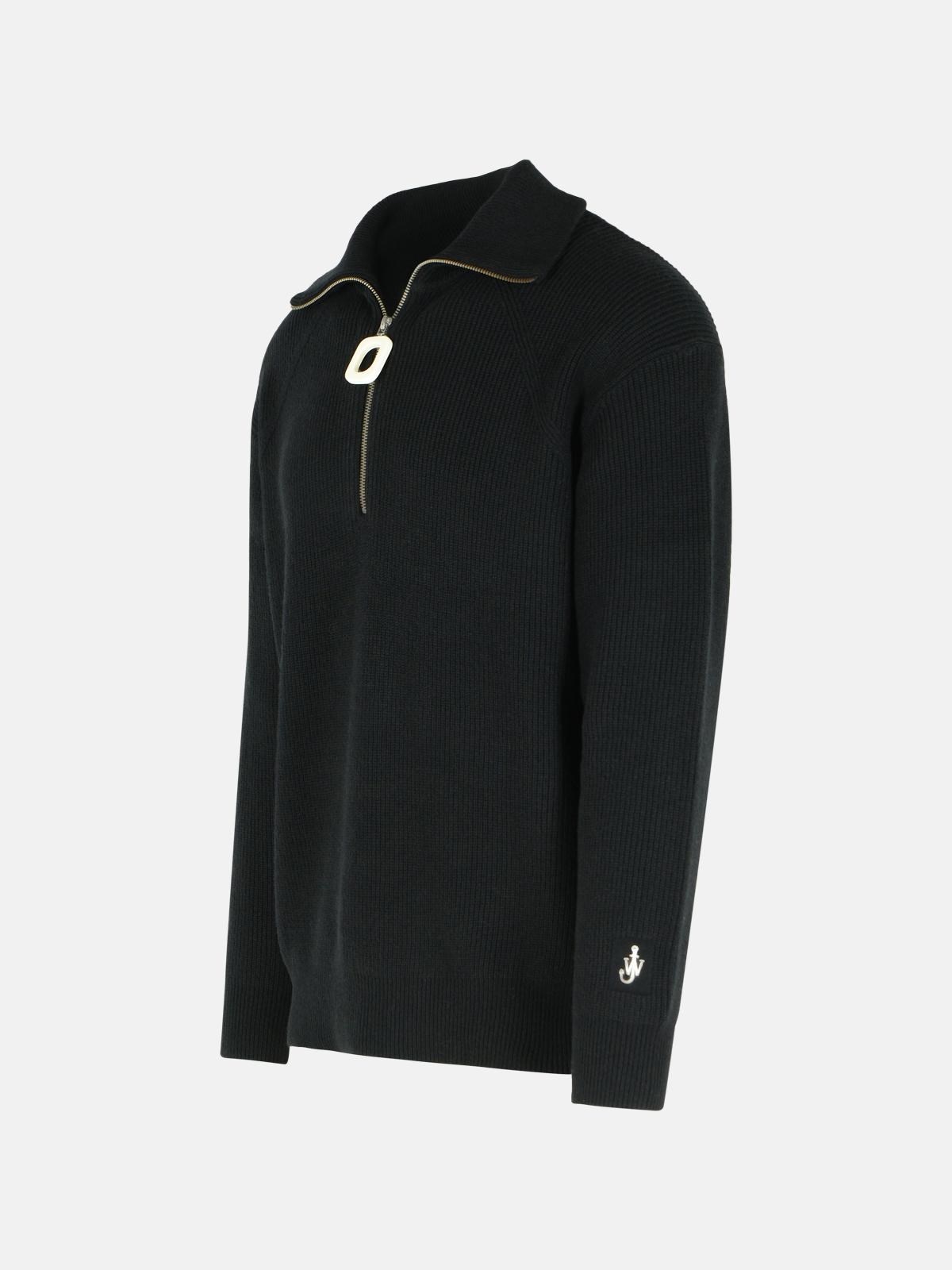 BLACK WOOL BLEND TURTLENECK SWEATER - 2