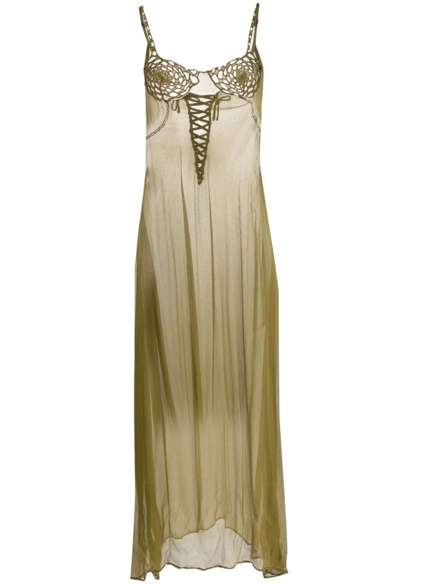 Isa Boulder ISA BOULDER LACEWORK CREPE LONG DRESS CLOTHING - 1