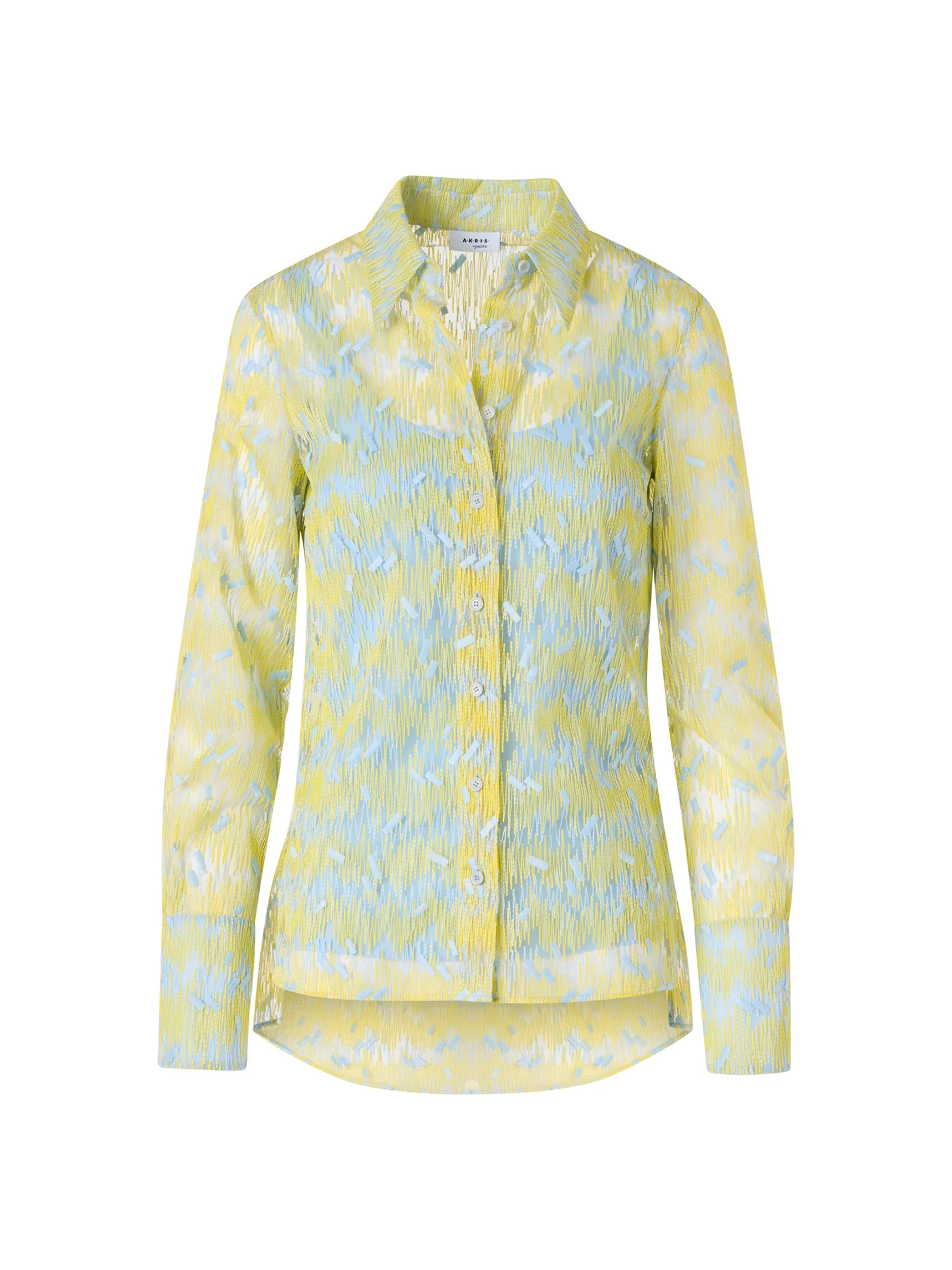Women's Embroidered Tulle Button-Front Shirt - Lemon Zing Sky Blue - 1