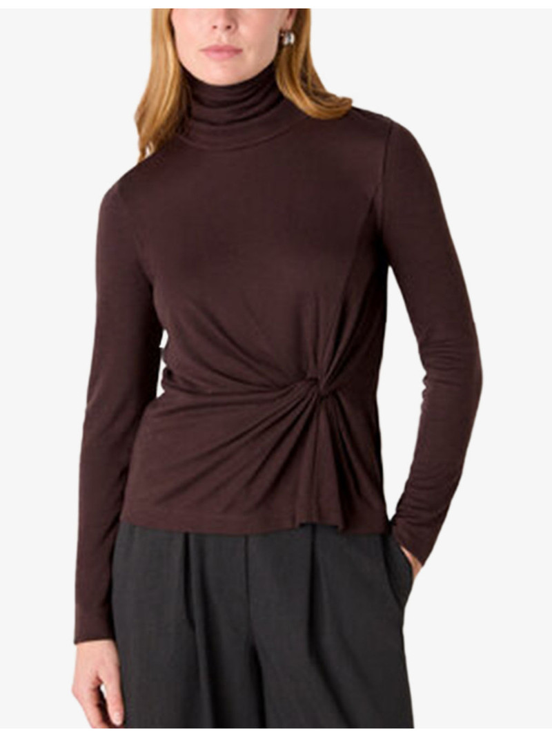 Roll-Neck Twist-Front Woven Top 3