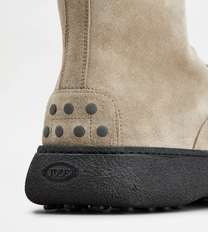 TOD'S W. G. LACE-UP ANKLE BOOTS IN SUEDE - BEIGE 6