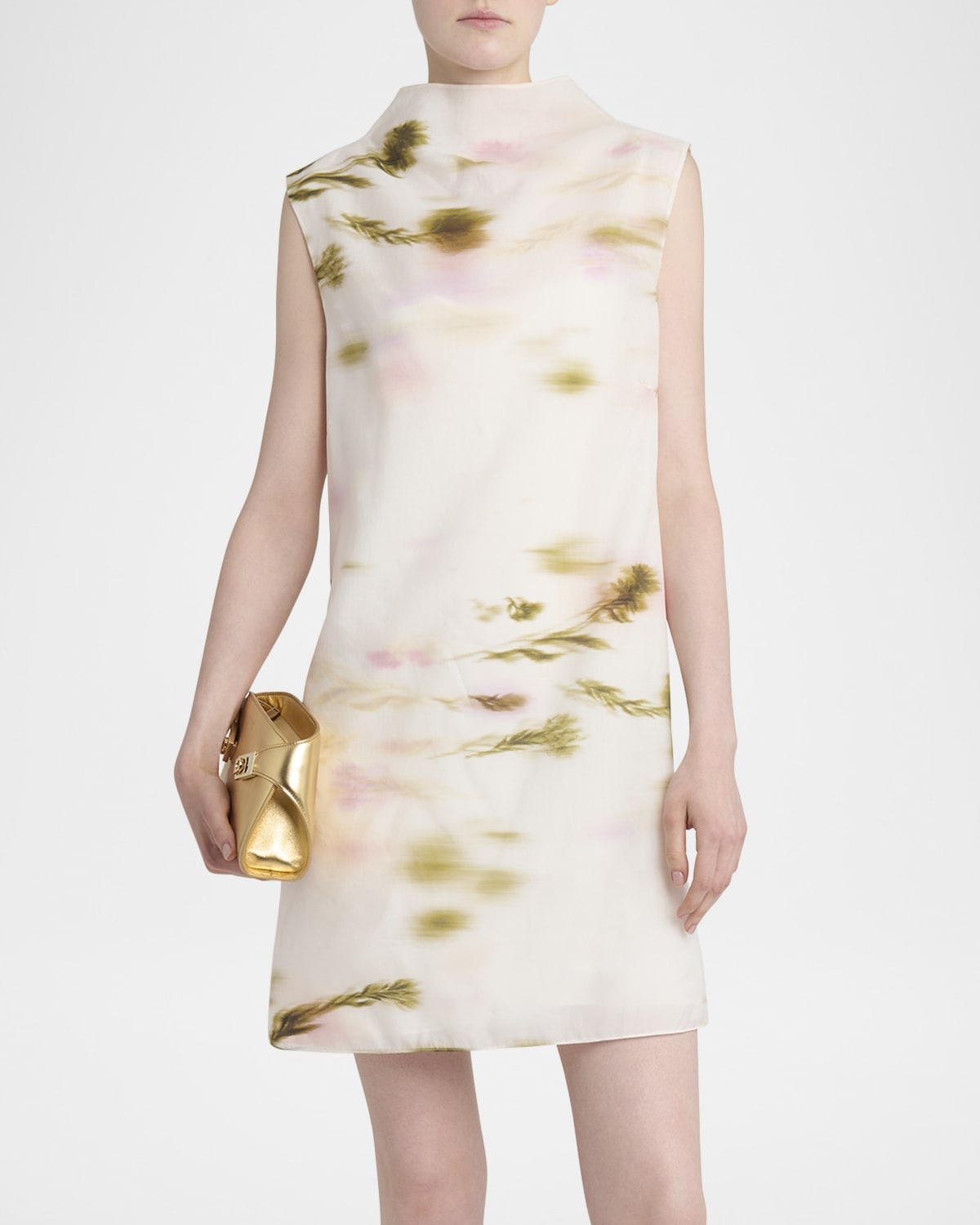 Blossom Flower Organdy Funnel-Neck Mini Dress - 4