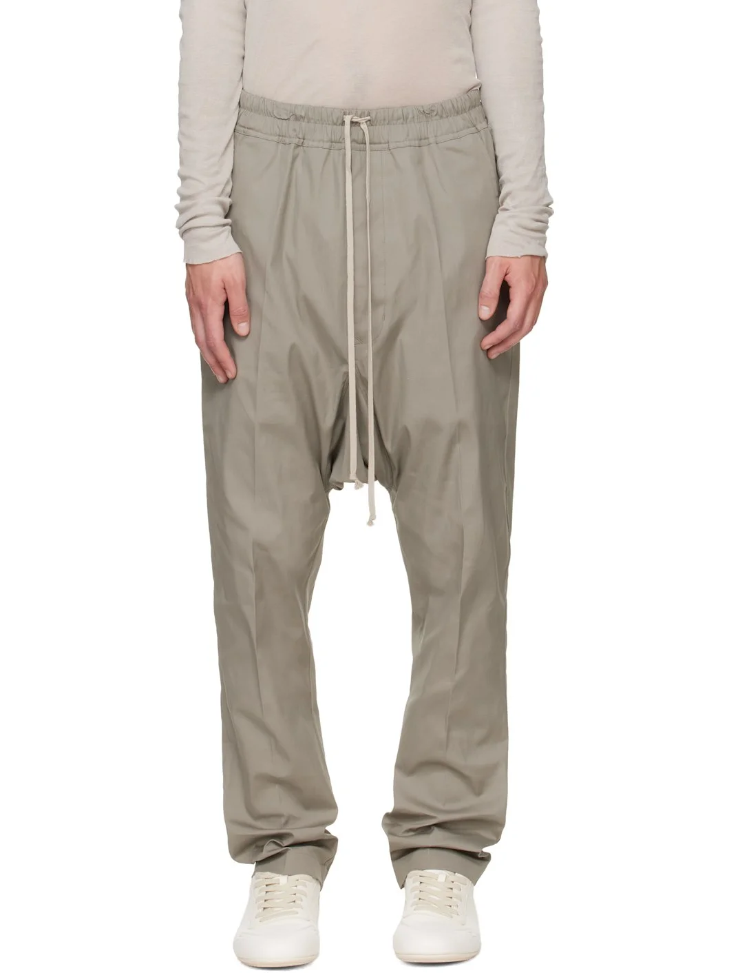 Gray Tower Drawstring Long Trousers - 1