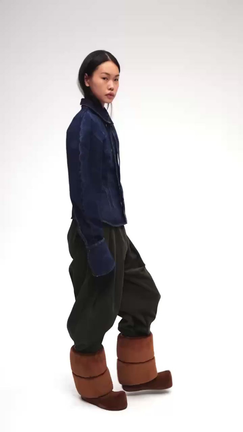PUFF SLEEVE SHIRT MID BLUE WASH 5