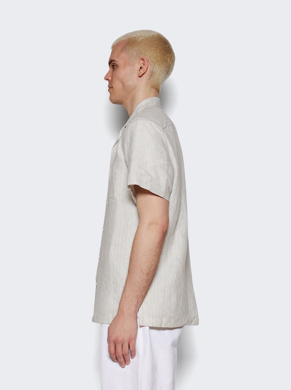 Tindaro Linen Striped Shirt Off White - 4