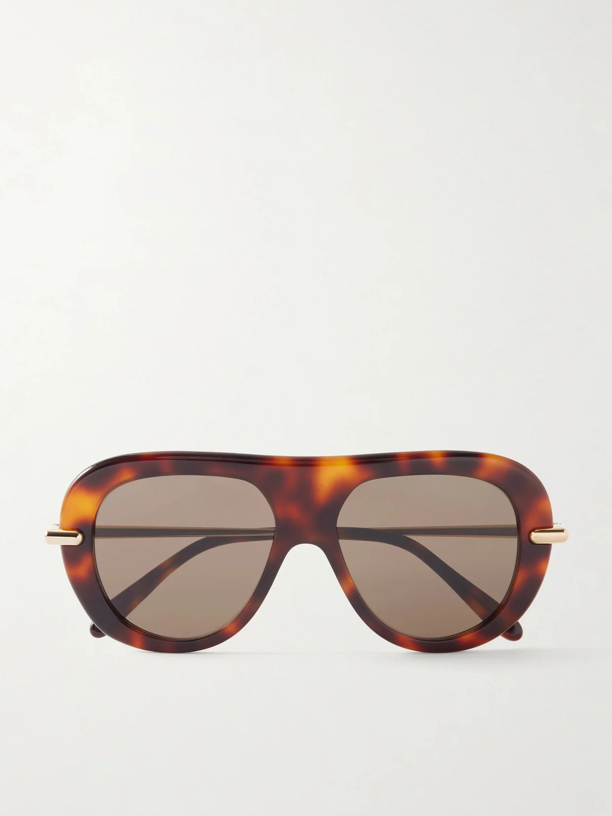 Slim Tortoiseshell Acetate Aviator-style Sunglasses - 1