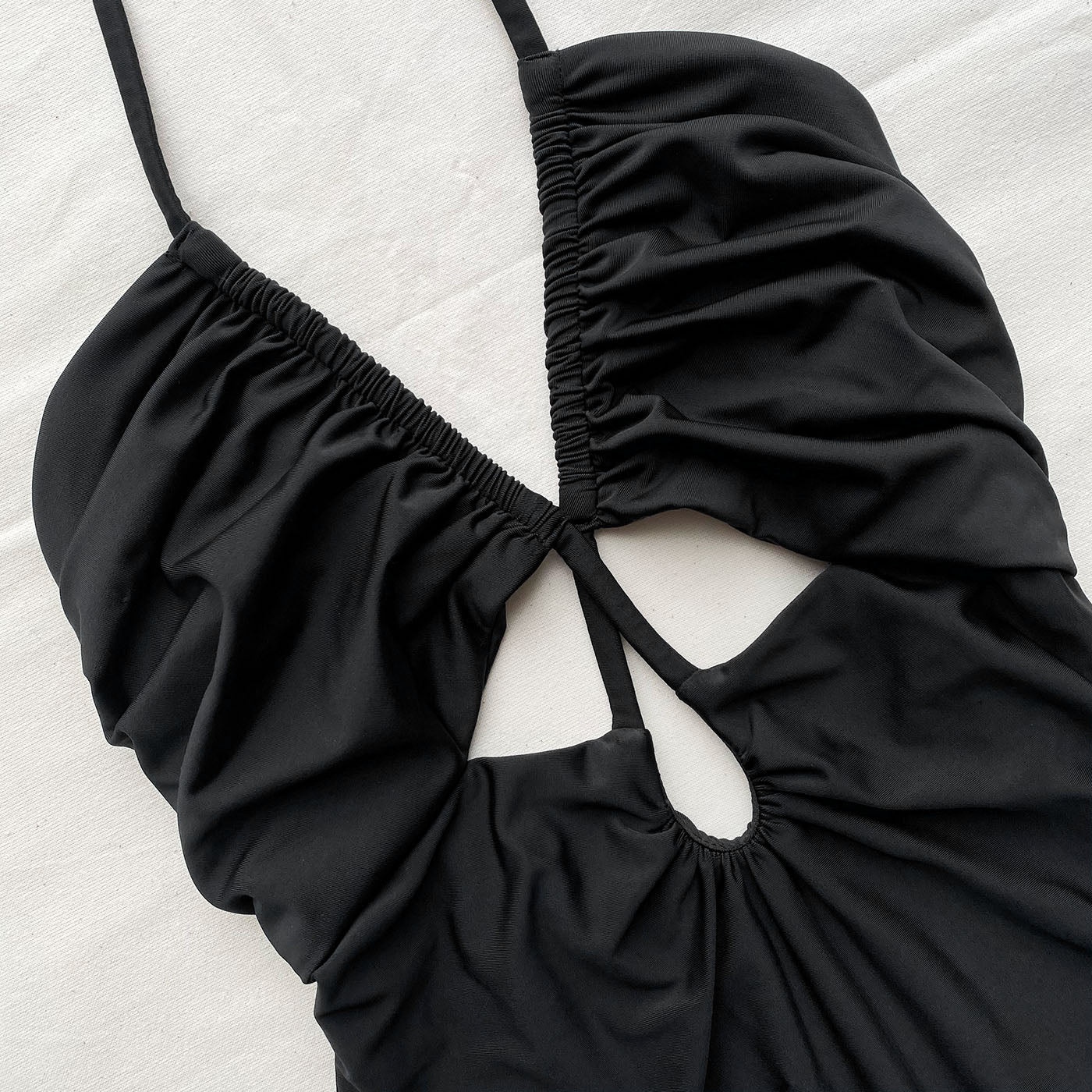 Black Cut Out Halter Neck Swimsuit - 4