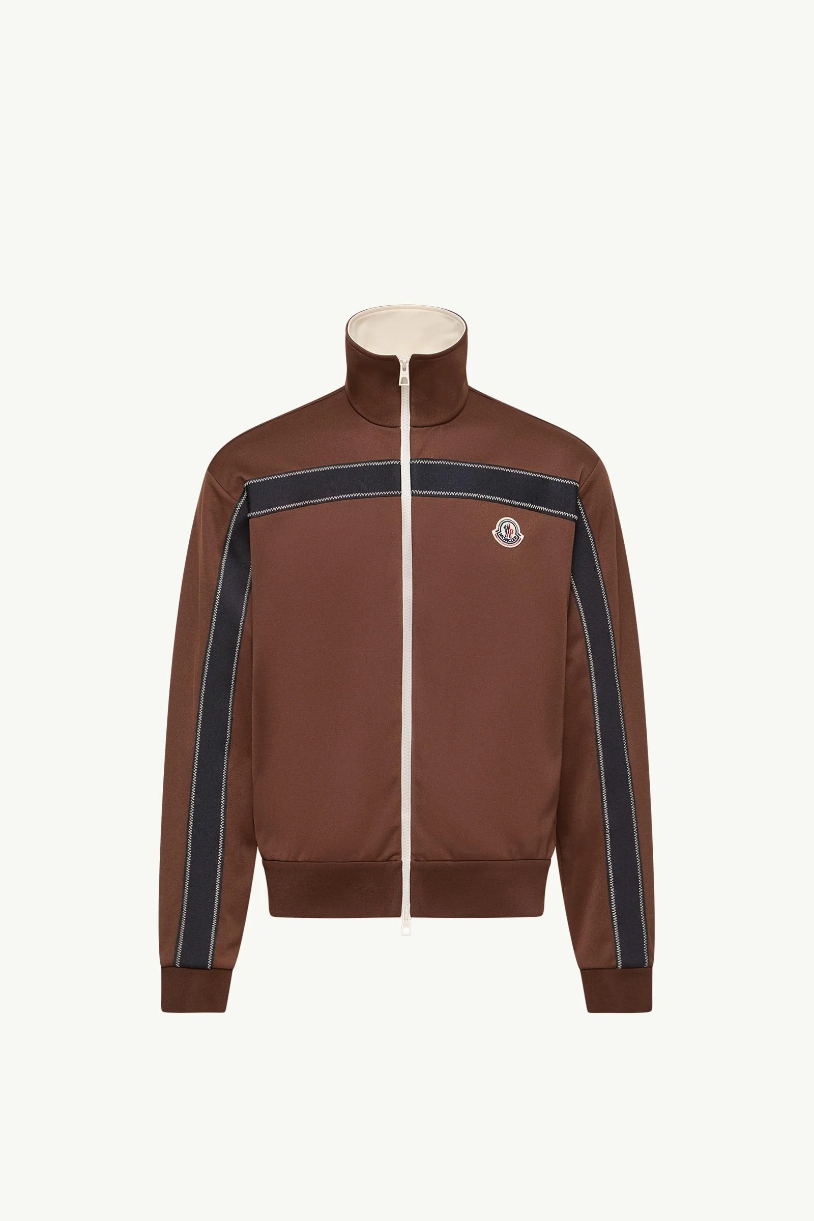 Topstitched Turtleneck Zip-Up Sweatshirt - 1