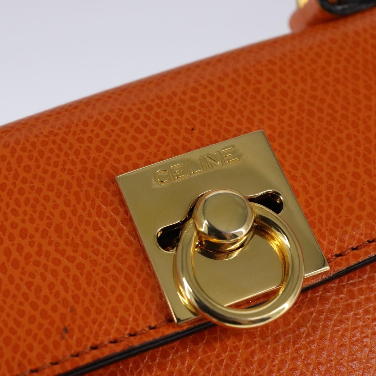 CELINE Hand Bag Leather Orange Gold - 14