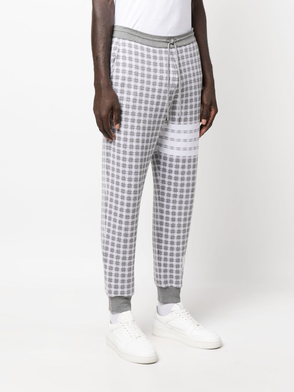 checked jacquard track pants - 3