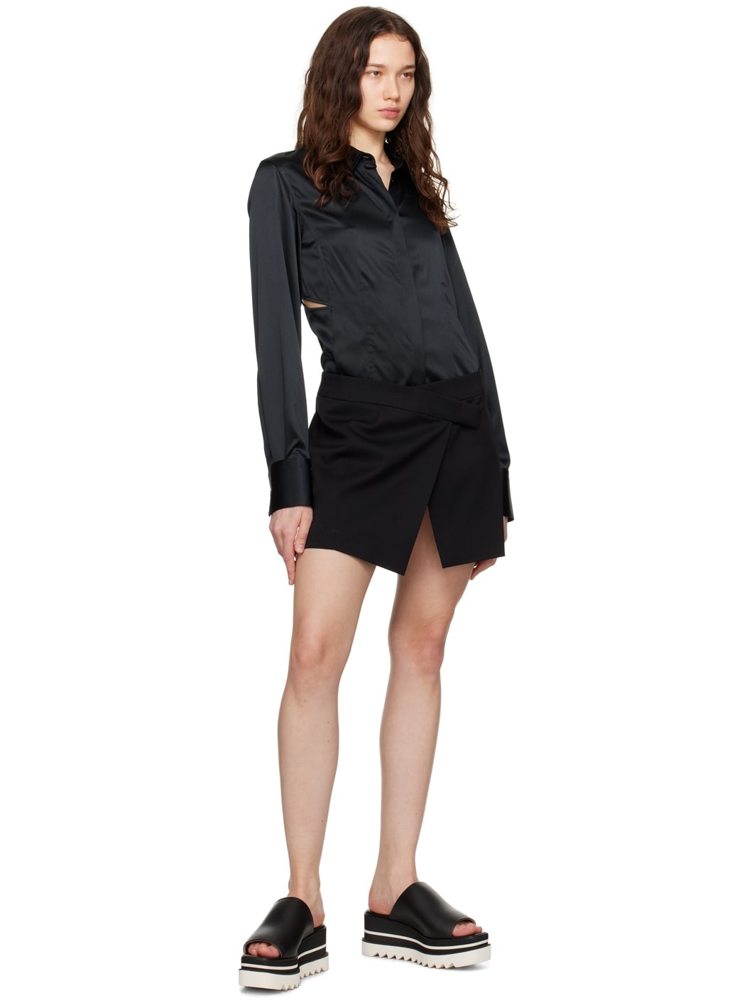 Black Sneak-Elyse Platform Mules - 5
