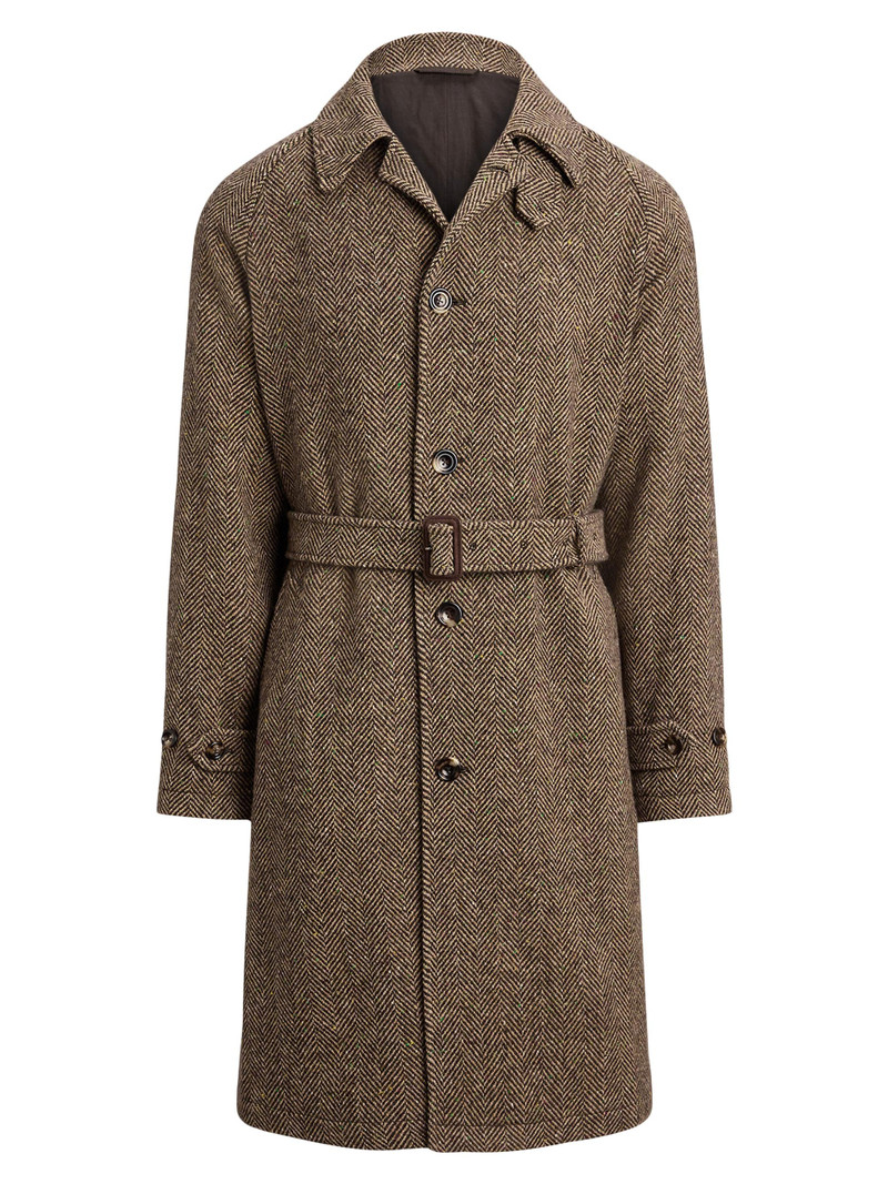 Men's Donegal Tweed Balmacaan Coat - Brown Tan Multi 1