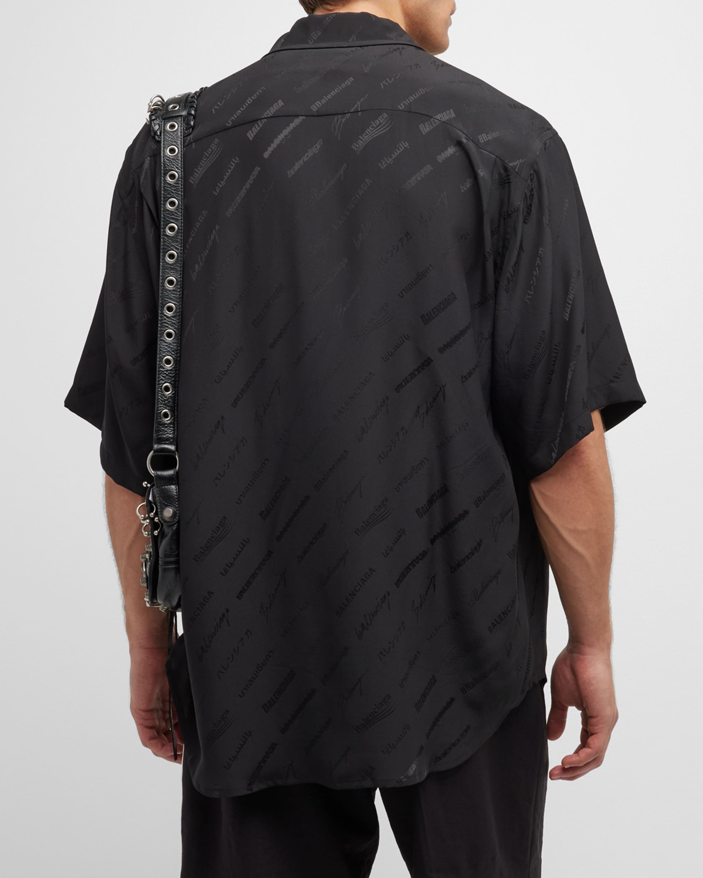 Men's Logomania All Over Minimal Short Sleeve Shirt Large Fit - 5