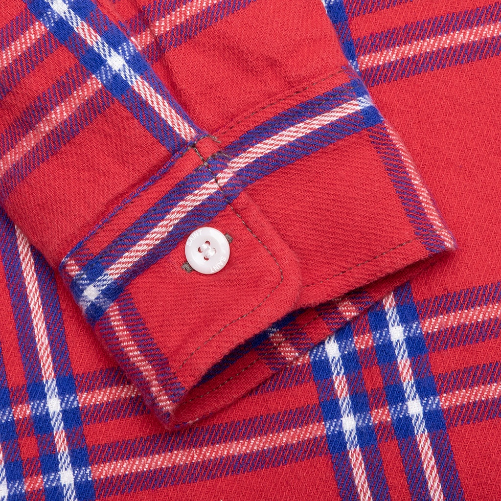 FLANNEL QUILT SHIRT JACKET - RED - 4