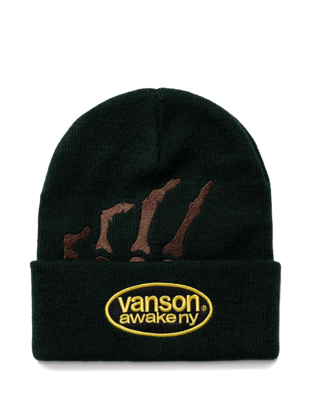 Vanson Skeleton embroidered ribbed beanie hat - 1