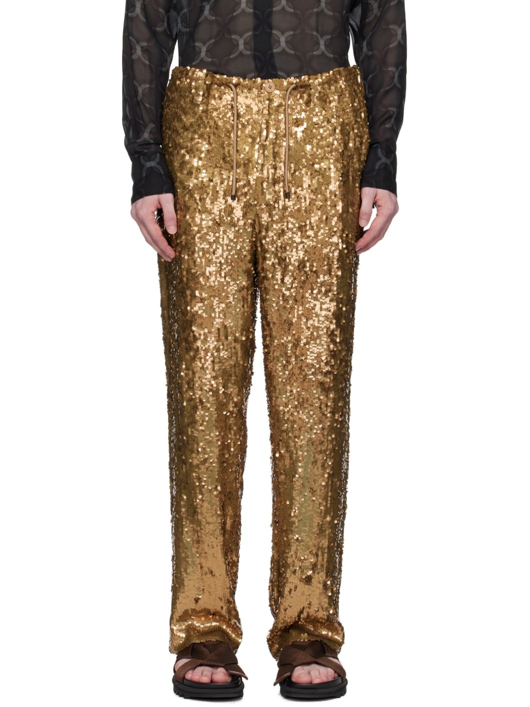 Gold Embellished Trousers - 1