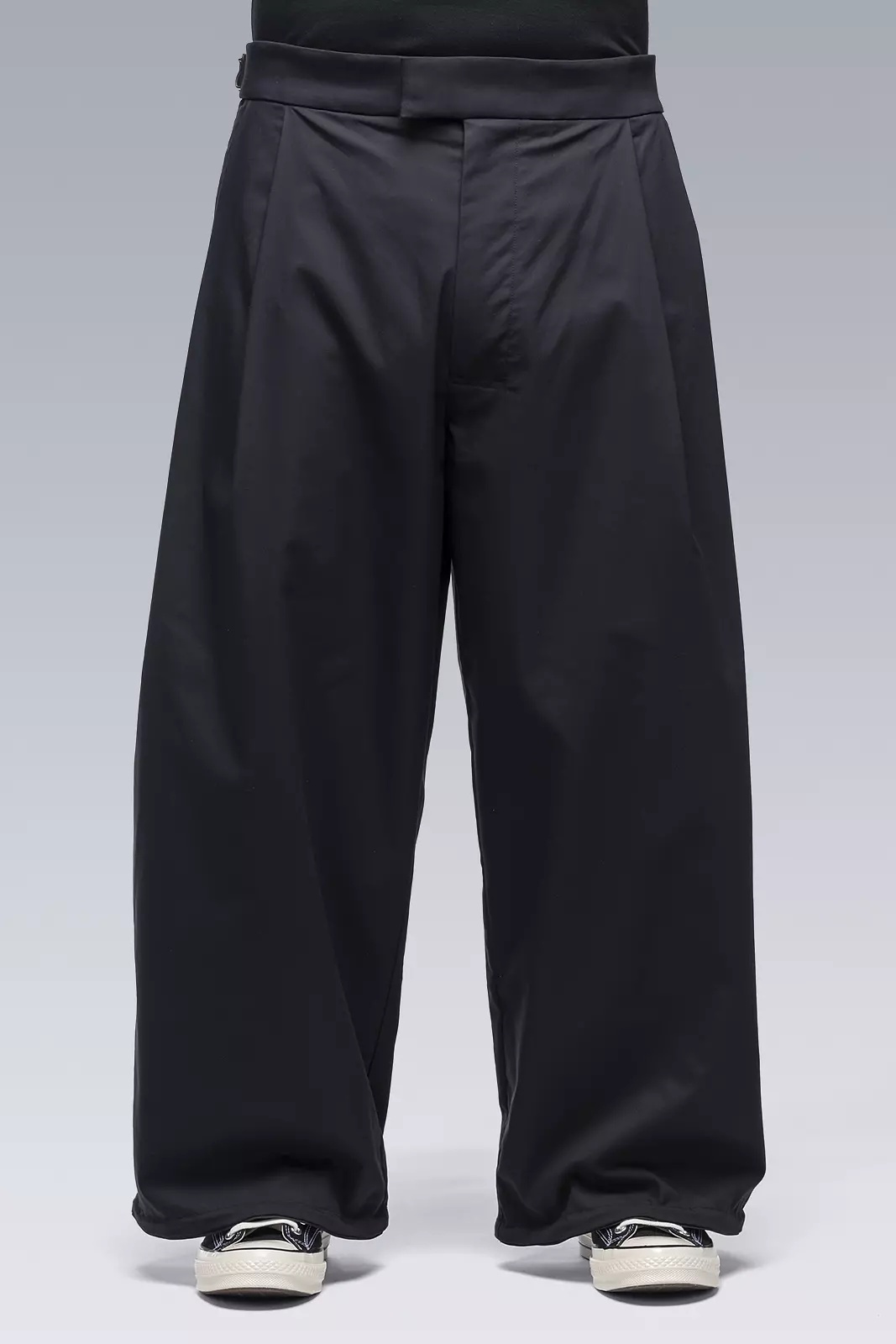 P48-CH Micro Twill Pleated Trouser Black - 2