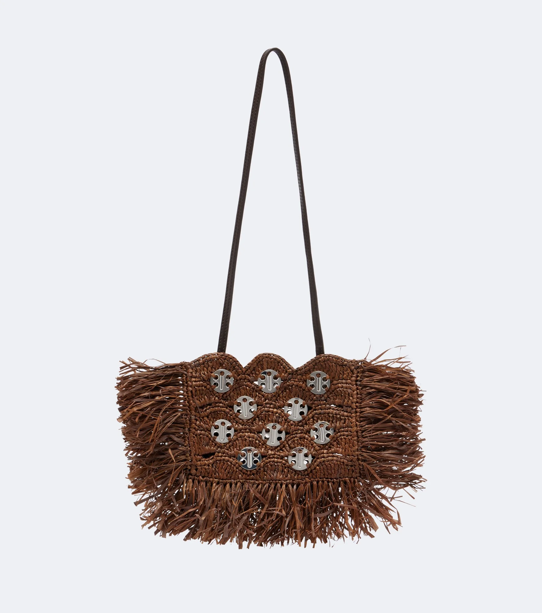 Embellished raffia shoulder bag - 1