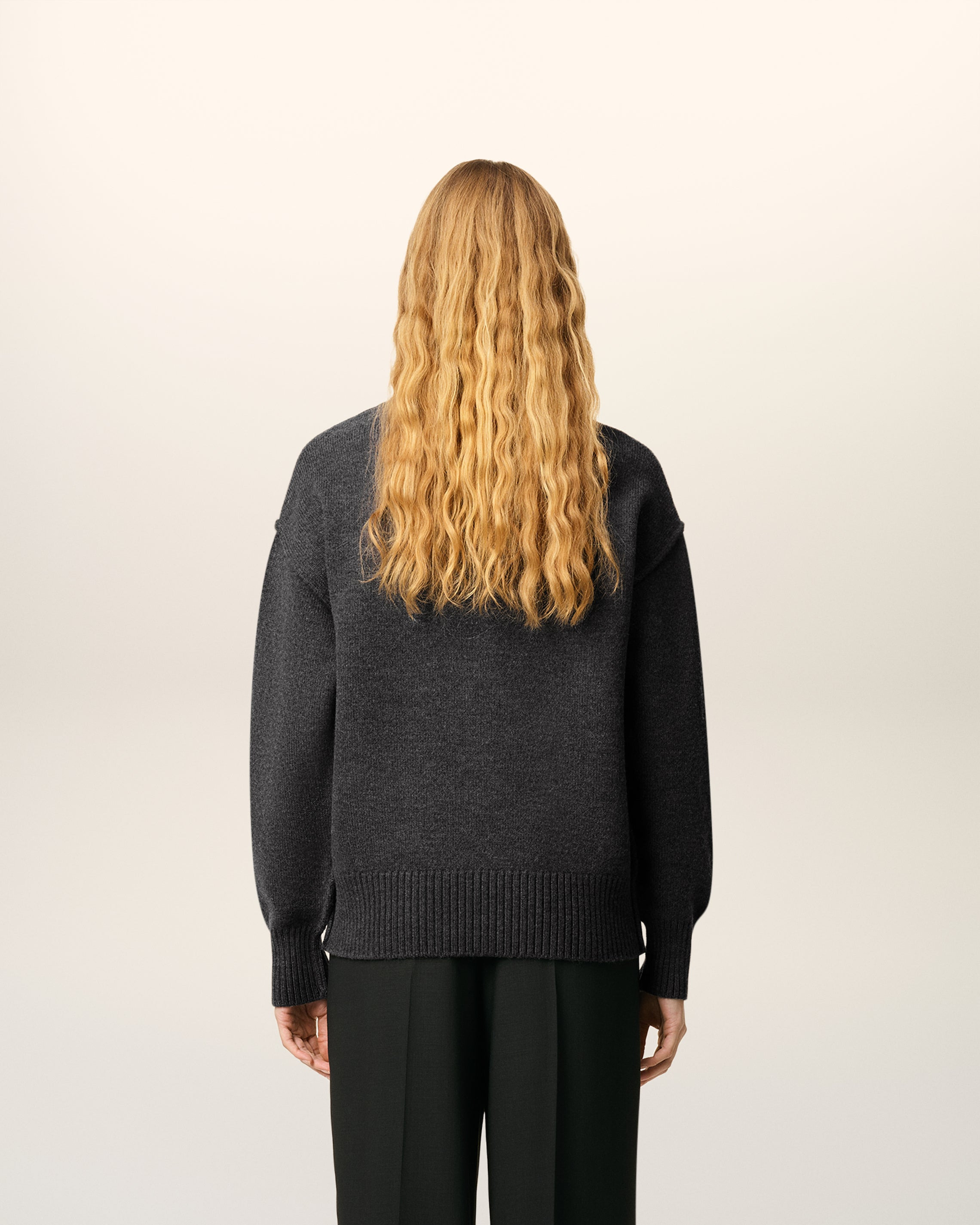 GREY WOOL AMI DE COEUR CREWNECK SWEATER - 5