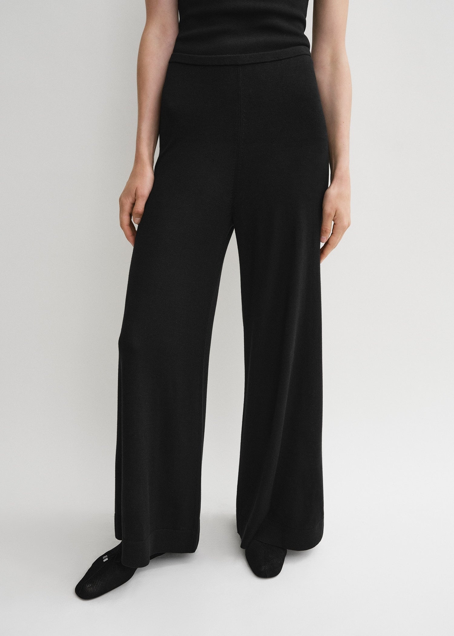 Silk cashmere knit slacks black - 5