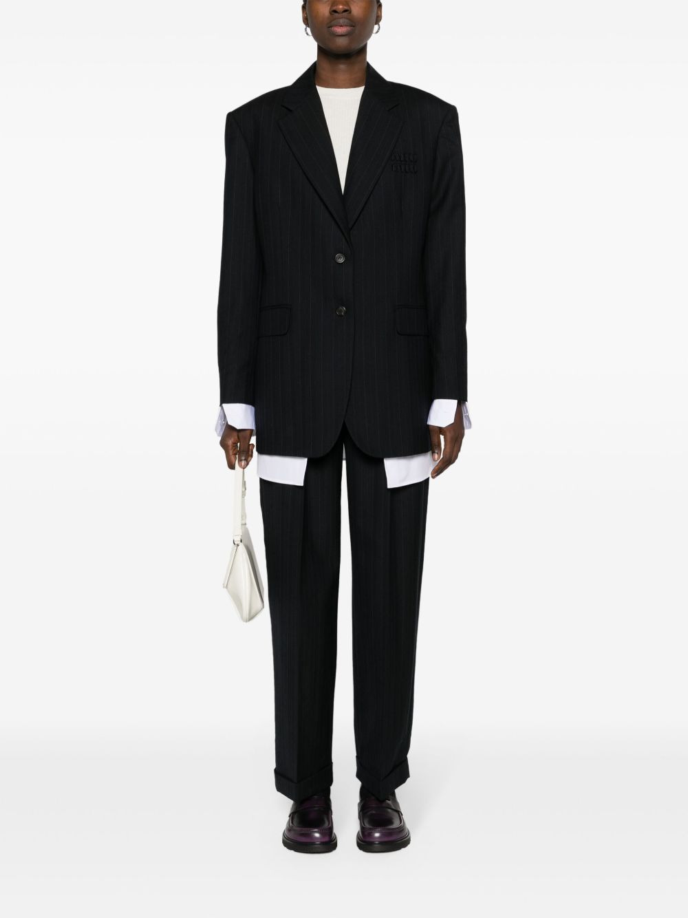 high-waisted pinstripe tailored trousers - 2