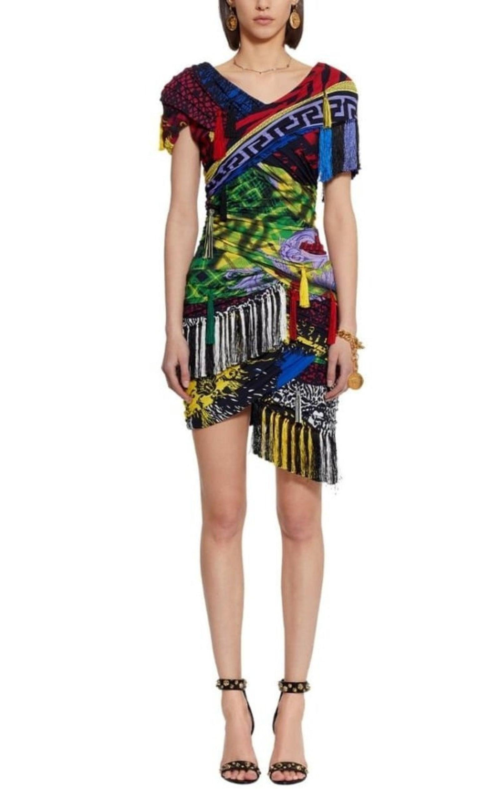Mega Mix Print Fringe Mini Dress - 3