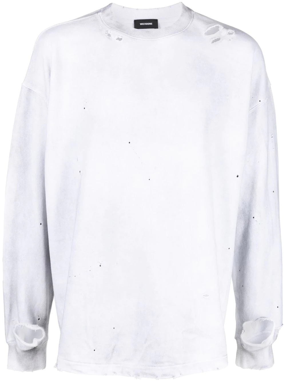 ripped crew-neck sweatshirt - 1