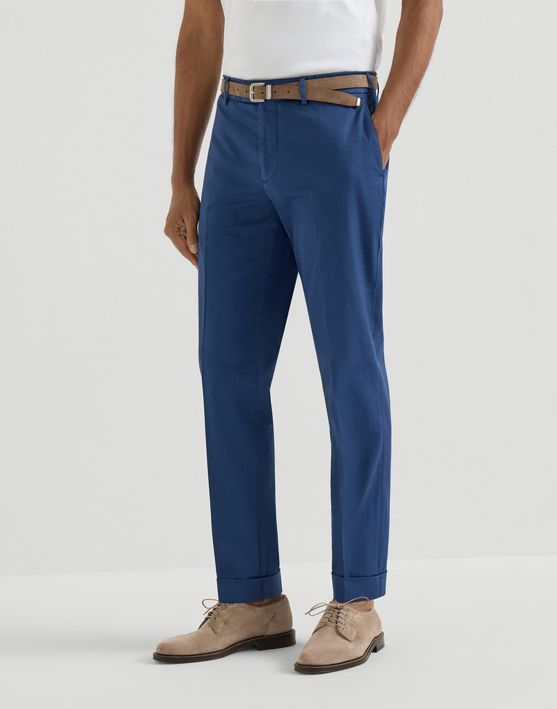 Garment-dyed Italian fit trousers in American Pima comfort cotton gabardine 2