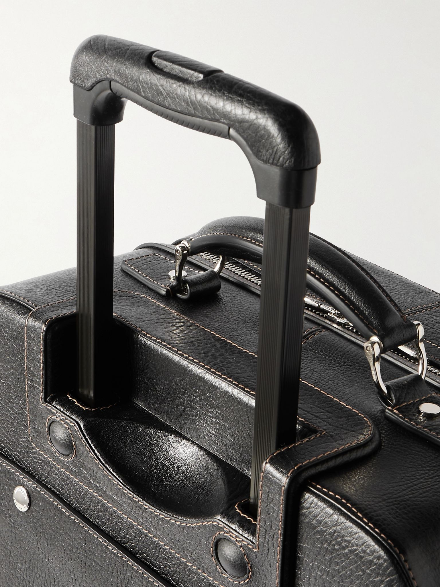 Full-Grain Leather Carry-On Suitcase Black - 5