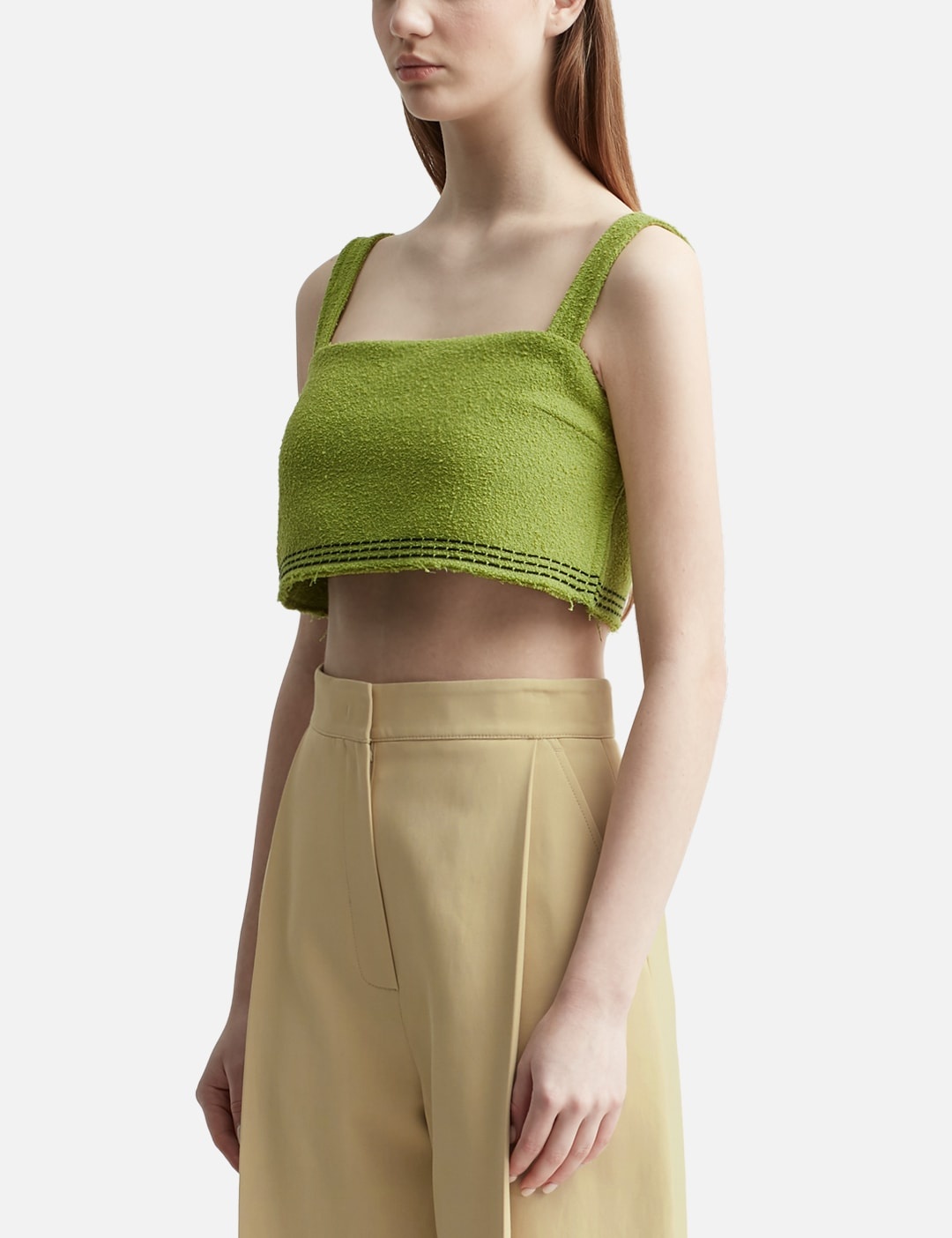 TARA EMBROIDERY TWEED CROP TOP - 2