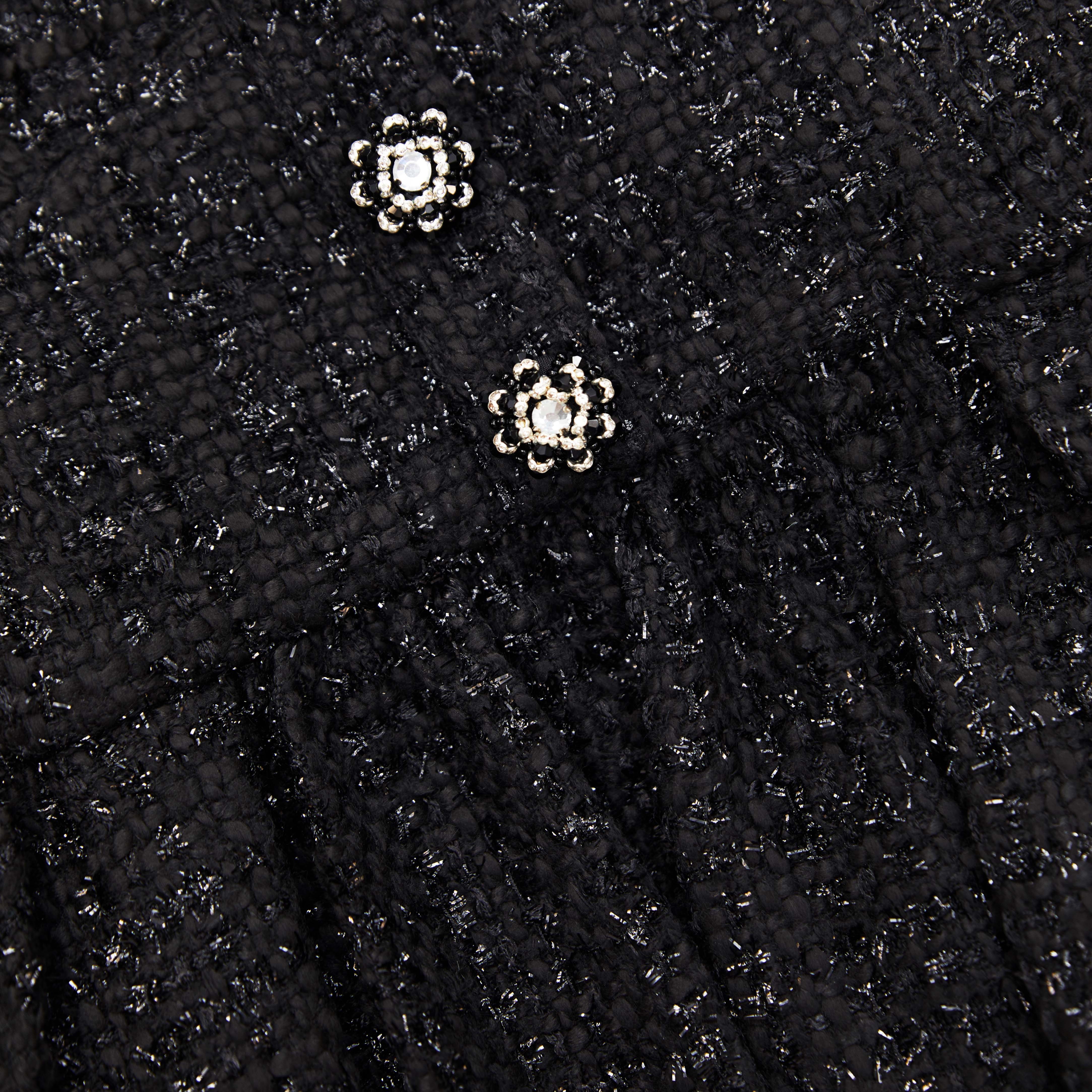 Black Boucle Peplum Top - 5