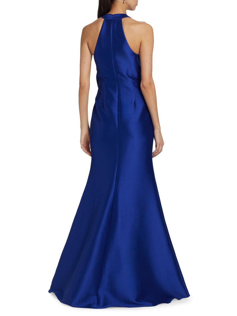 Women's Satin Mikado Bow Mermaid Gown - Cobalt 5