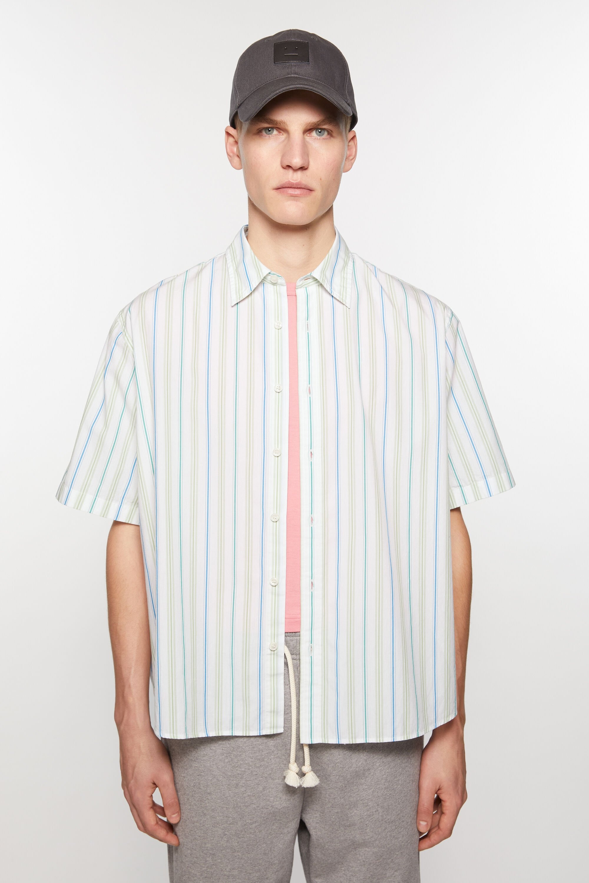 Stripe button-up shirt - Blue/green - 2