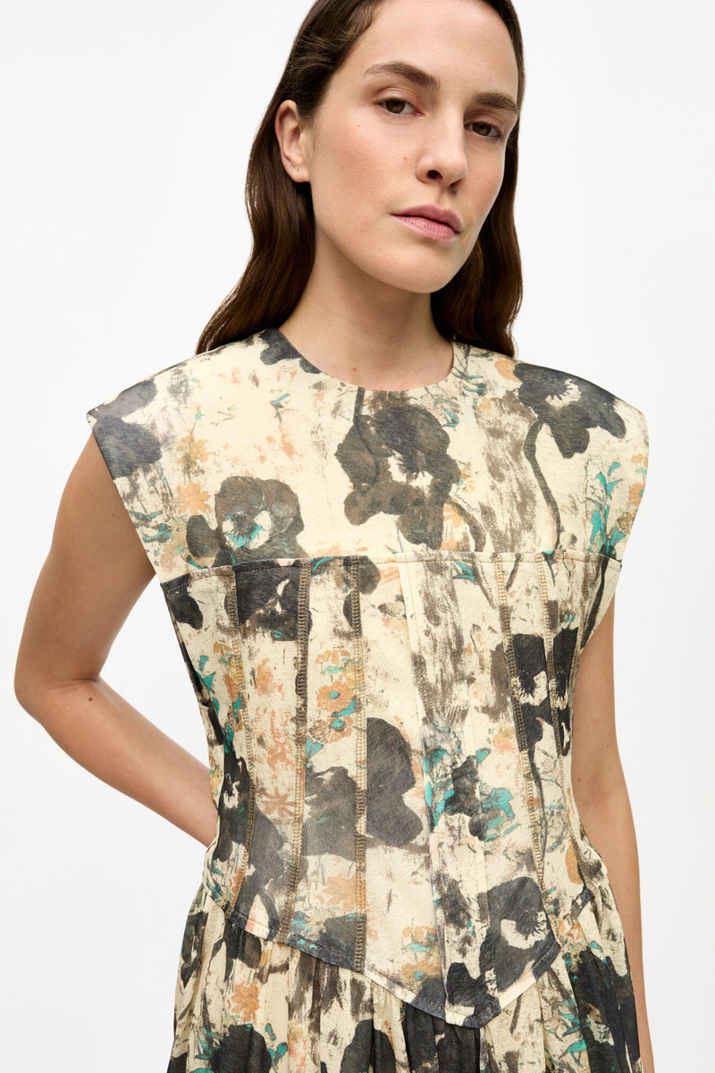 PRINTED MARL MESH CORSET MINI DRESS 4