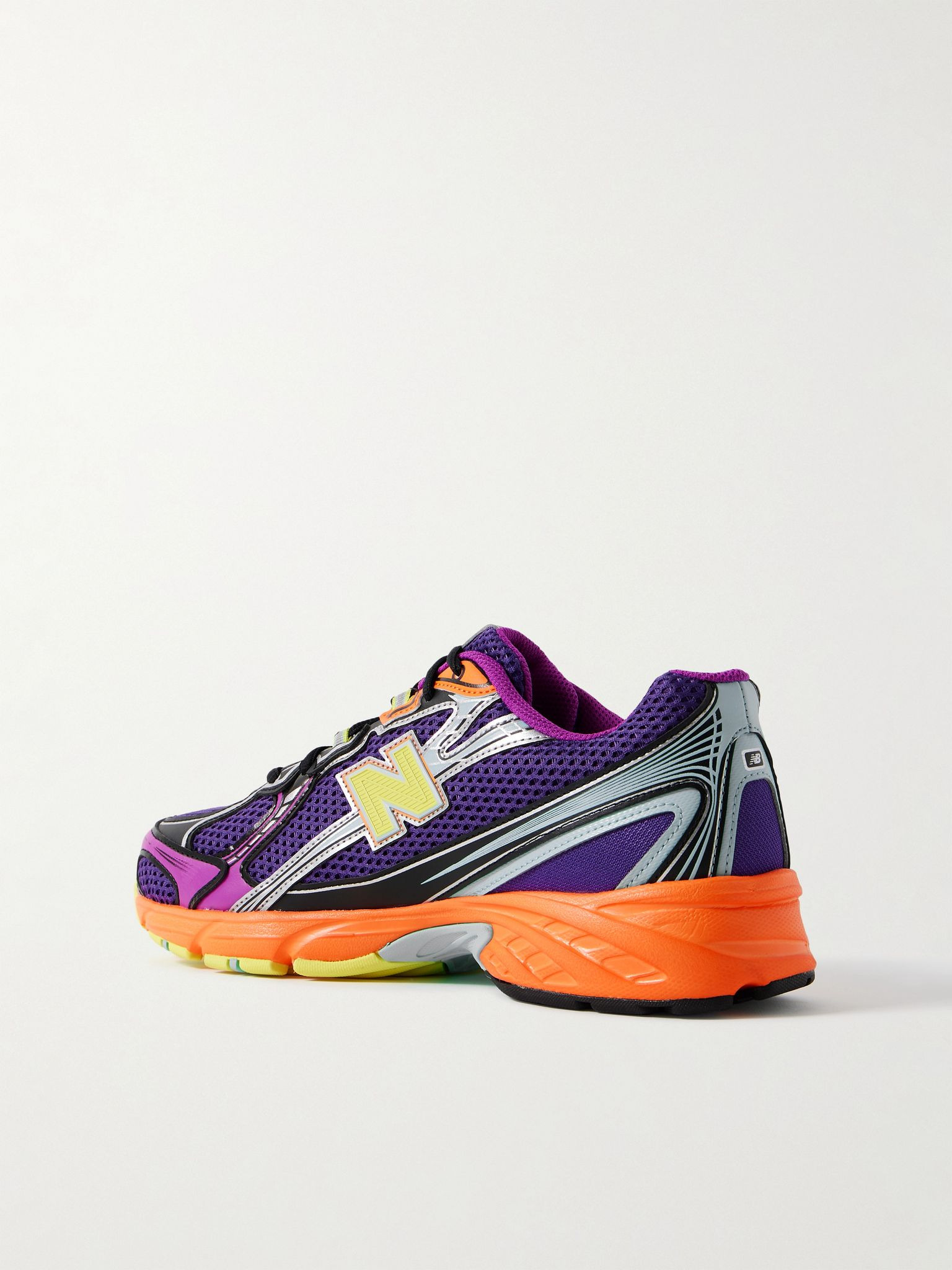 740 Leather-Trimmed Mesh Sneakers Purple - 4