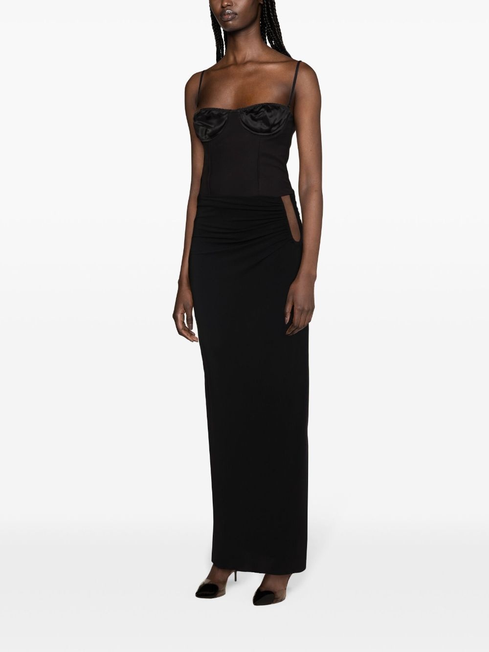 plunge-detail gathered maxi skirt - 3