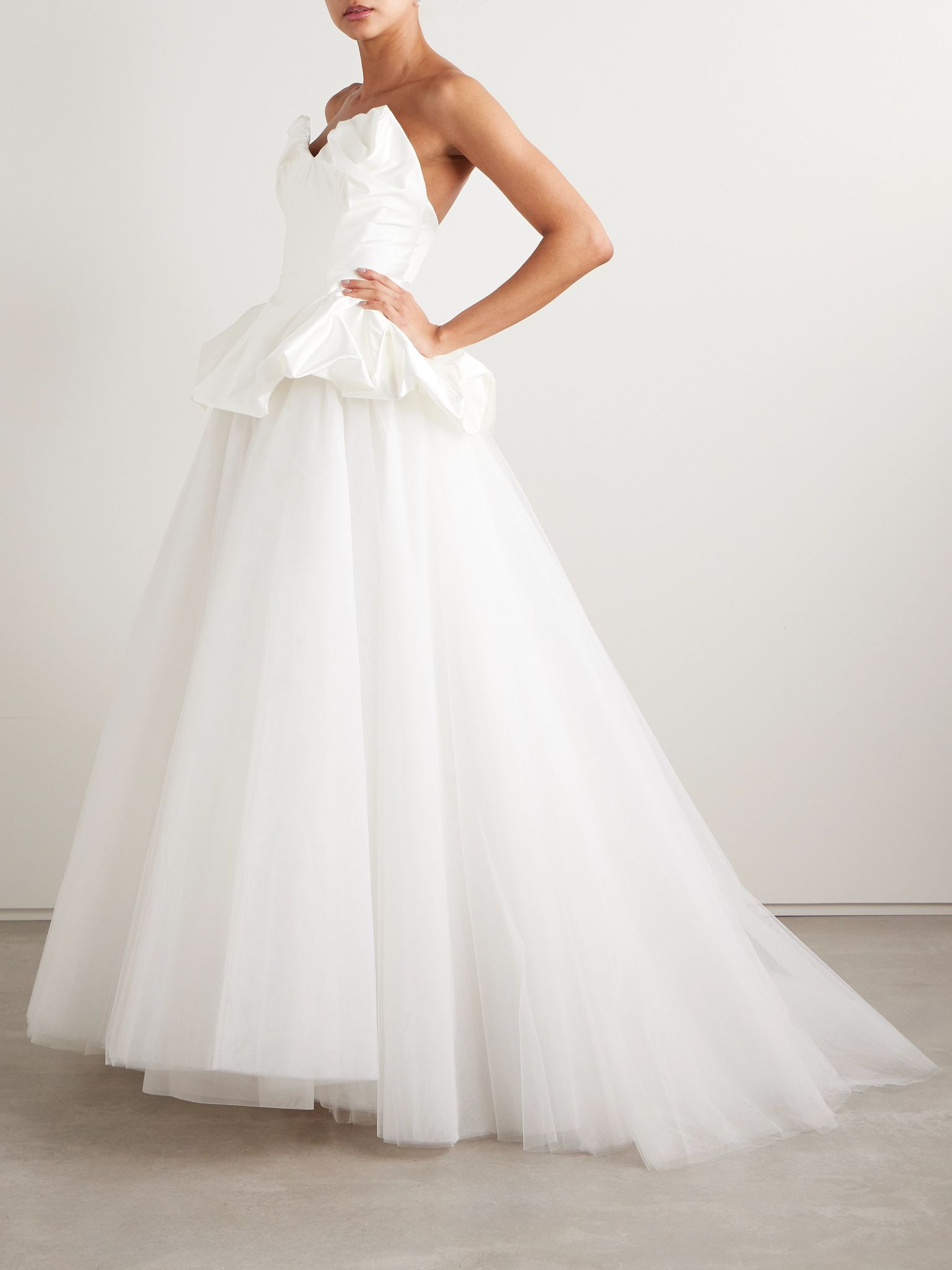 Raven strapless gathered satin bustier top Ivory - 2