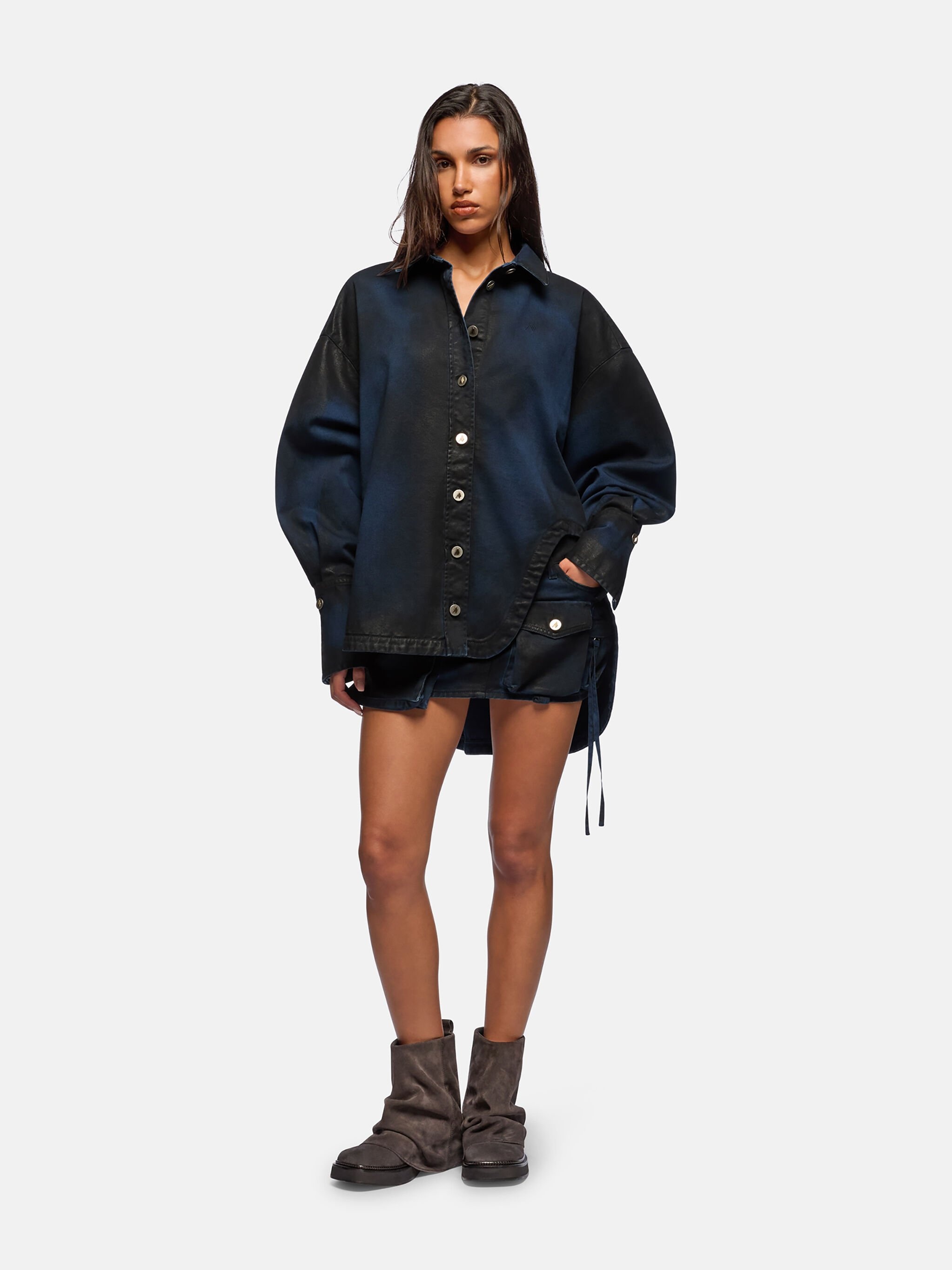 NAVY AND PIRATE BLACK SHORT COAT - 2