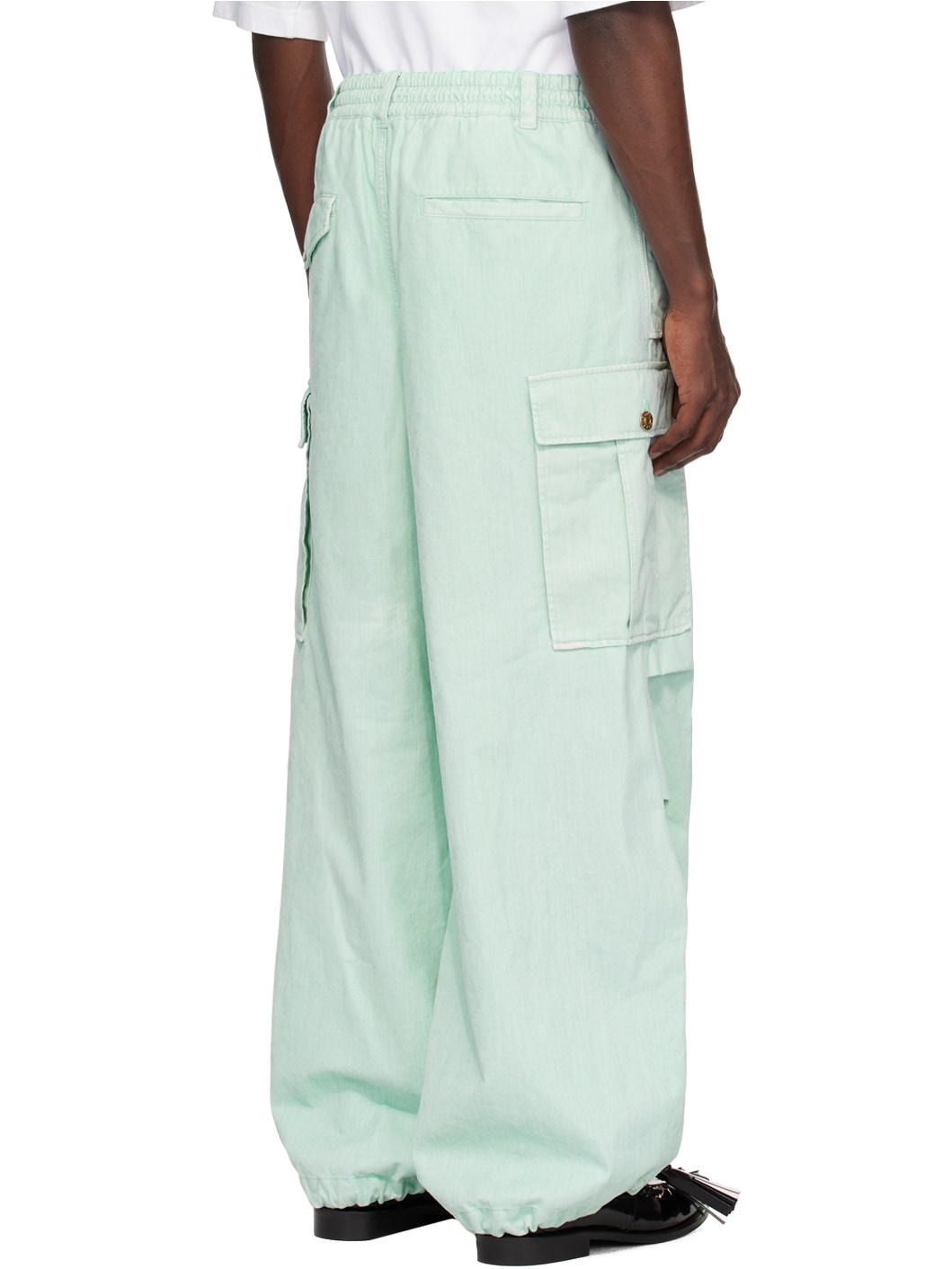 Blue Garment-Dyed Denim Cargo Pants - 3