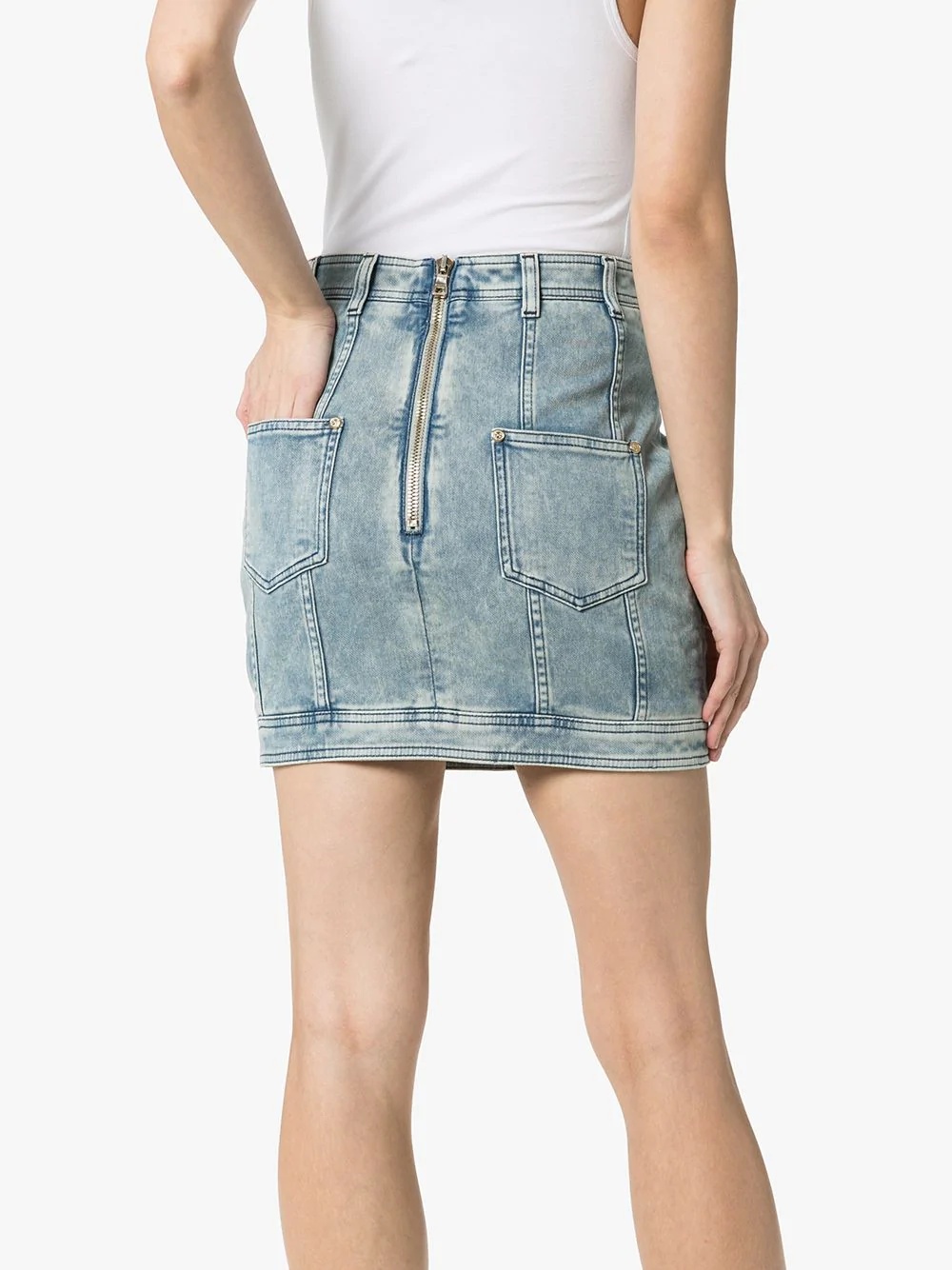 buttoned denim mini skirt - 4