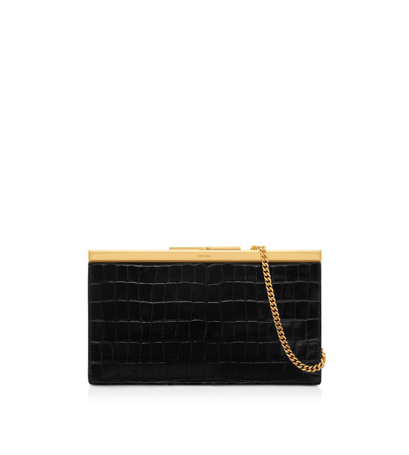 PRINTED CROC LEATHER LUX CLUTCH 1