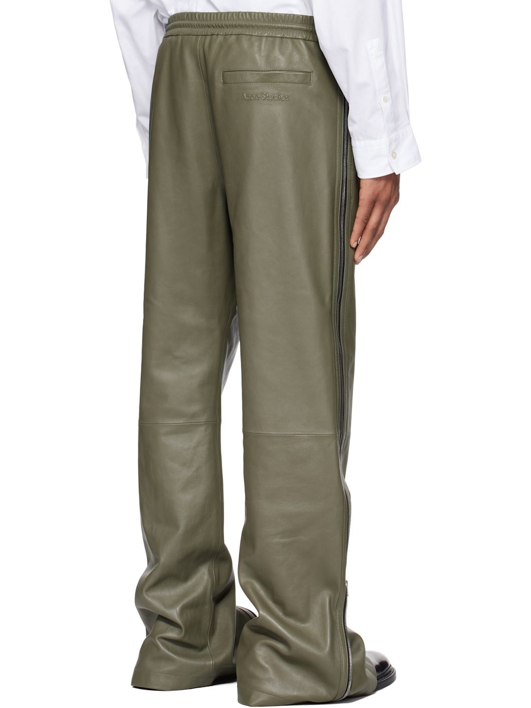 Green Zip Leather Pants - 3