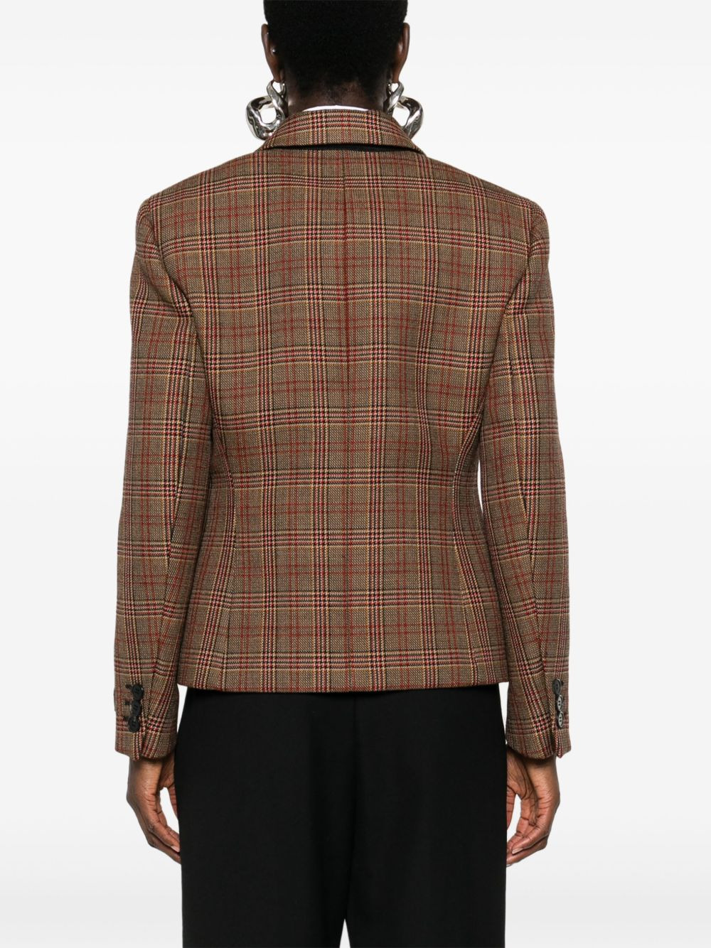 plaid-check blazer - 4